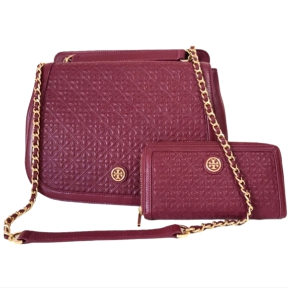 ✅️ SOLD ✅️ TORY BURCH Marion Leather Wallet & Quilted Bag Convertible Crossbody - Picture 2 of 7